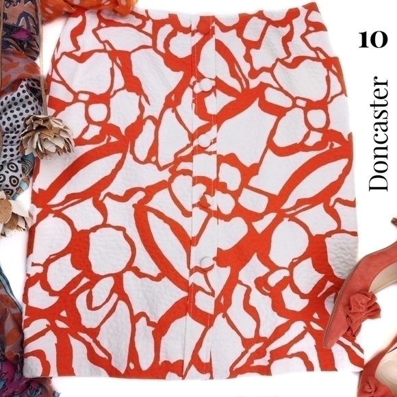 Doncaster Orange White Button Down sz 10 - Picture 1 of 13